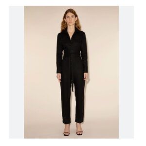 Usisi Sister Black Linen Jumpsuit Sz M Edna Style
